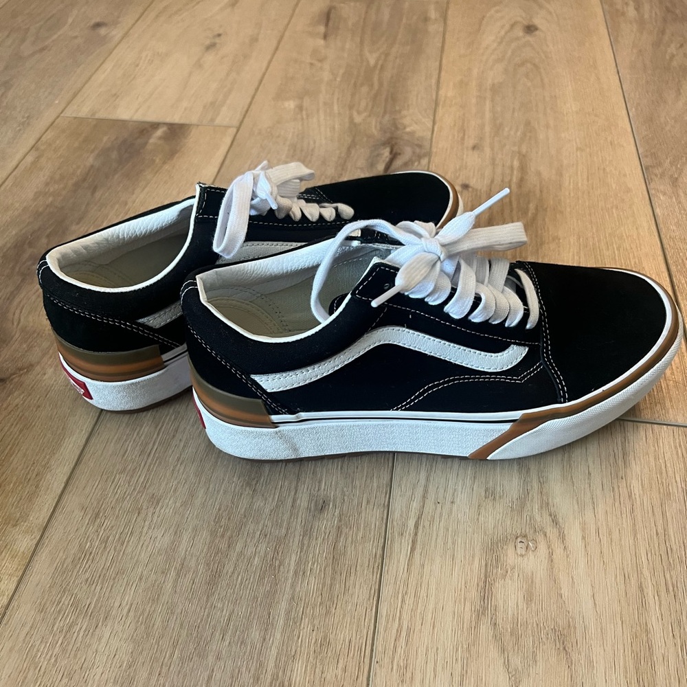 Vans Black and White Stacked Platform Sneakers